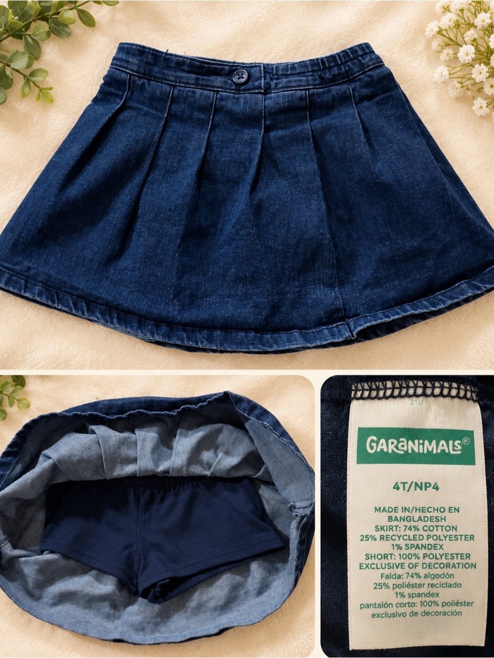 Garanimals Dark Blue Denim Skater Skirt with Built-In Shorts